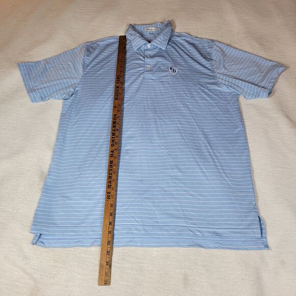 Peter Millar Polo Shirt Mens Blue Size XL Preppy Button Down Golf Striped Sports - Picture 9 of 15